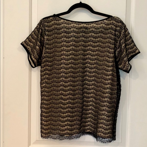 J CREW Black Lace Overlay Short Sleeve Shirt - Picture 5 of 6
